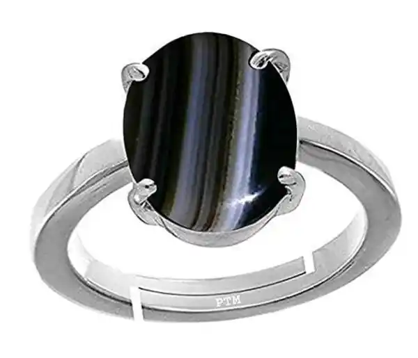 Sulemani Hakik Ring Original Natural Black Haqiq Gemstone Astrological Silver Plated Adjustable Ring Size 16-24 for Men and Women.png